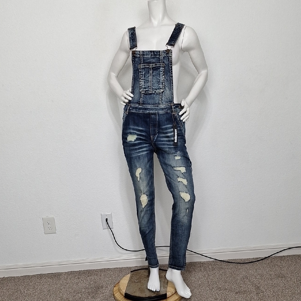 Dollhouse NEW Casual Denim Distressed Grunge Streetwear Bib Overalls Size 11